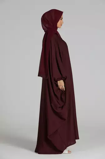 Maroon Crepe Plain Abaya  for Women