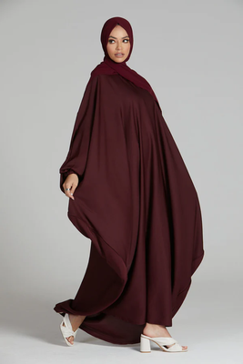 Maroon Crepe Plain Abaya  for Women 4