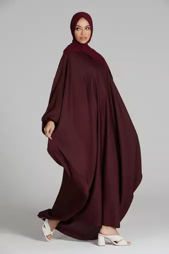 Maroon Crepe Plain Abaya  for Women