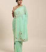 Green Gota Patti Hand Embroidered Georgette Sustainable Saree