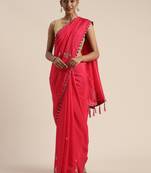 Pink Gota Patti Hand Embroidered Silk Saree