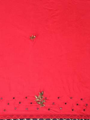 Pink Gota Patti Hand Embroidered Silk Saree 4