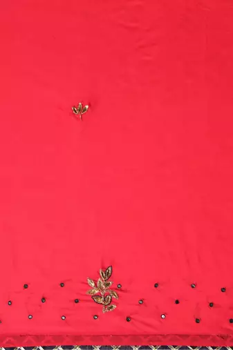 Pink Gota Patti Hand Embroidered Silk Saree