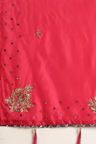Pink Gota Patti Hand Embroidered Silk Saree
