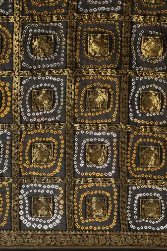 Floral Woven Design Zari Bandhani Saree