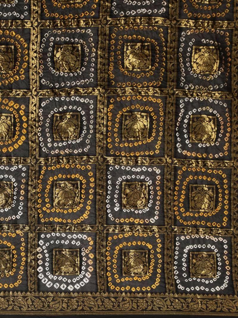 Floral Woven Design Zari Bandhani Saree