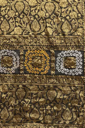 Floral Woven Design Zari Bandhani Saree