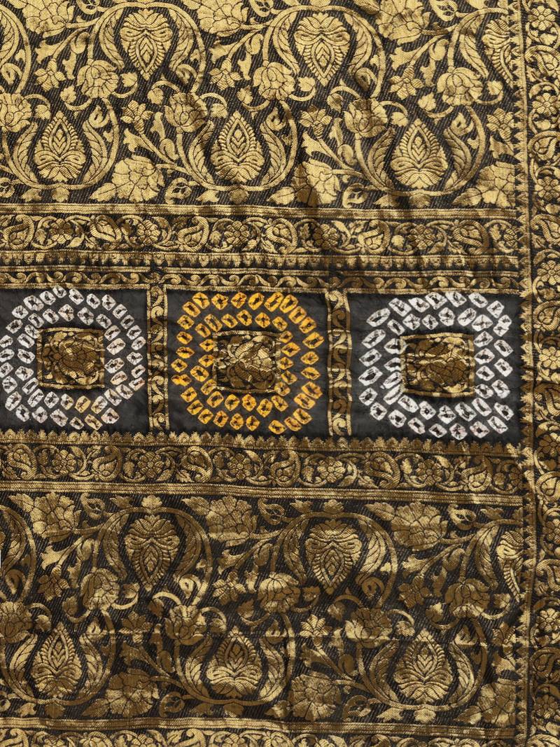 Floral Woven Design Zari Bandhani Saree