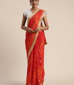 Hand Dyed Red Leheriya Pure Georgette Saree