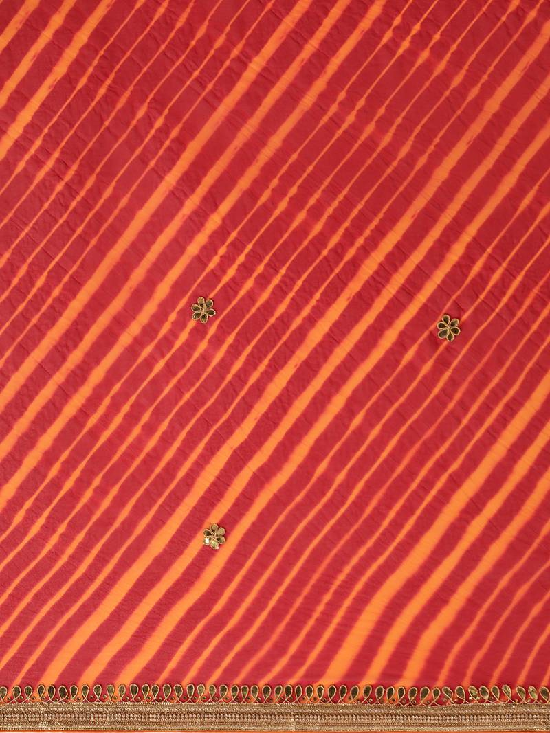Hand Dyed Red Leheriya Pure Georgette Saree