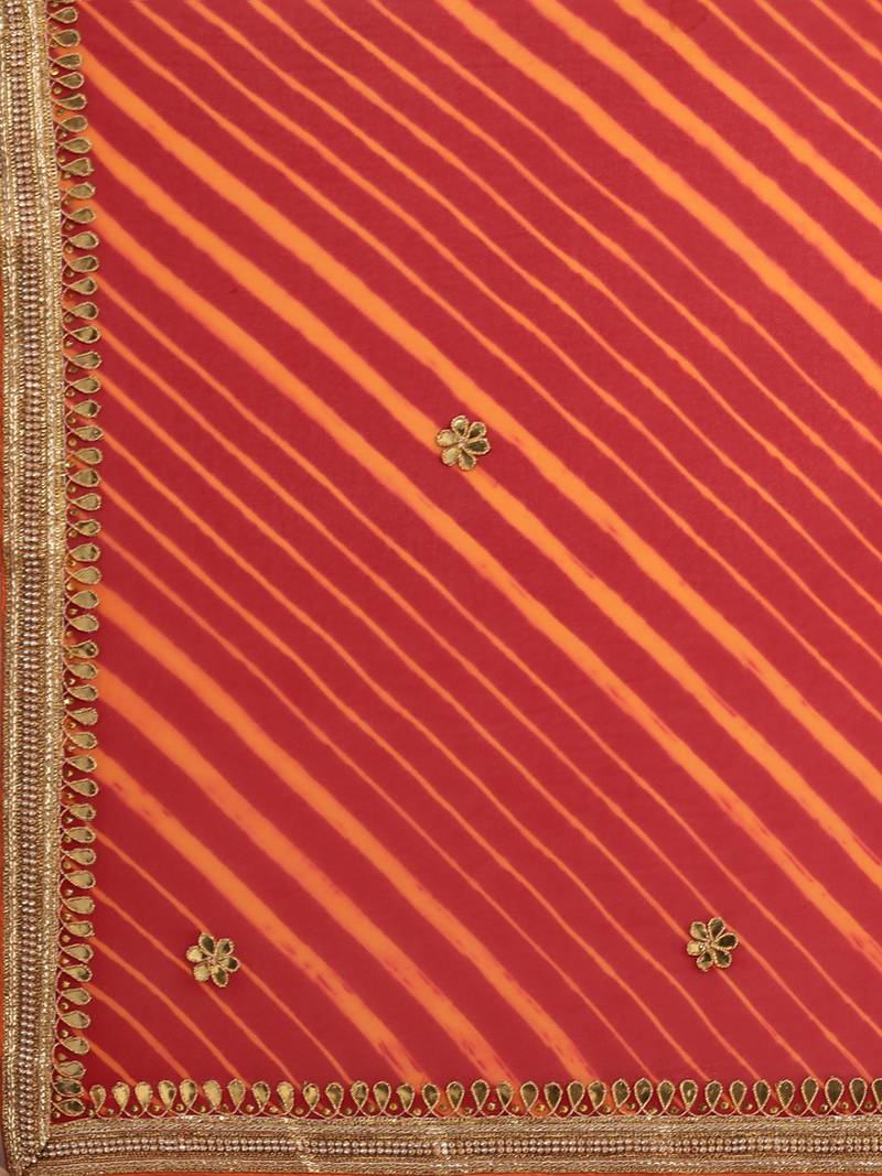 Hand Dyed Red Leheriya Pure Georgette Saree