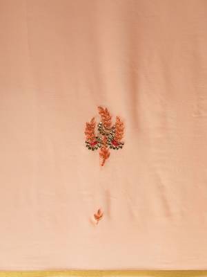 Peach Gota Patti Hand Embroidered Chiffon Sustainable Saree 3
