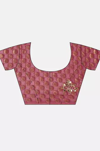 Peach & Red Gota Patti Hand Embroidered Pure Chiffon Saree