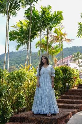 White Aster Cotton Printed Dress 1