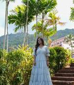 White Aster Cotton Printed Dress