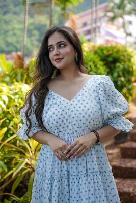 White Aster Cotton Printed Dress 2