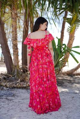 Red Georgette Printed Maxi Suit 4