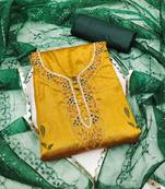 Yellow color weaving work simmar banarasi jacquard unstitched chudidar dress material 