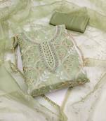 Light green color embroidered work organja unstitched chudidar dress material - mrfc11353c