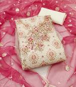Off white color hand work work modal cotton unstitched chudidar dress material 