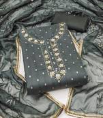 Black color hand work work modal banarasi jacquard unstitched chudidar dress material 