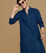 Sanwara firozi shimmering elegance men's chikankari kurta with sequins