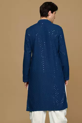 Sanwara firozi shimmering elegance men's chikankari kurta with sequins