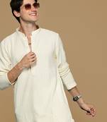 Sanwara off white shimmering elegance men's chikankari kurta with sequins