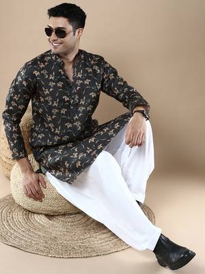Men's designer & stylish printed traditional cotton kurta by sanwara 5