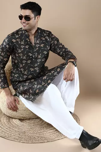 Men's designer & stylish printed traditional cotton kurta by sanwara