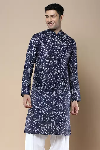 Men's designer & stylish printed traditional cotton kurta by sanwara