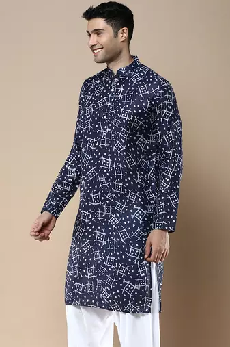 Men's designer & stylish printed traditional cotton kurta by sanwara