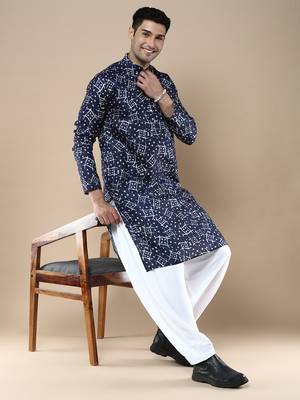 Men's designer & stylish printed traditional cotton kurta by sanwara 5