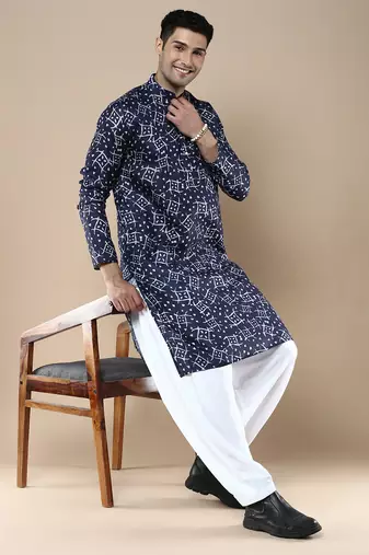 Men's designer & stylish printed traditional cotton kurta by sanwara