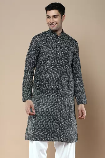 Men's designer & stylish printed traditional cotton kurta by sanwara