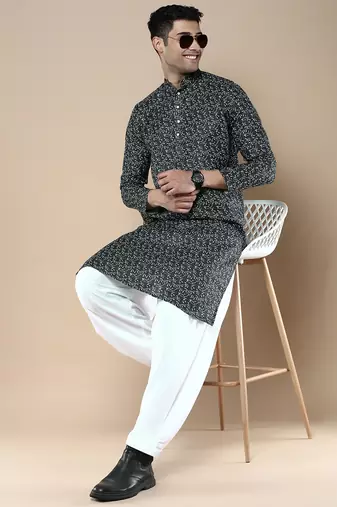 Men's designer & stylish printed traditional cotton kurta by sanwara