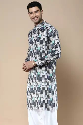 Men's designer & stylish printed traditional cotton kurta by sanwara