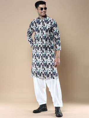 Men's designer & stylish printed traditional cotton kurta by sanwara 5