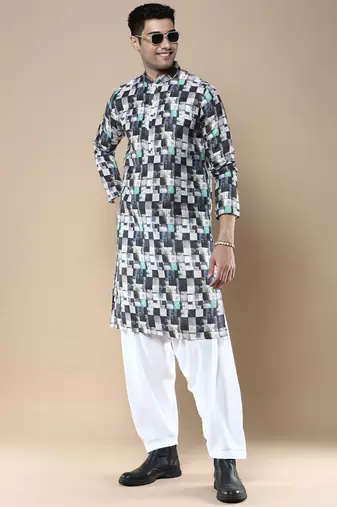 Men's designer & stylish printed traditional cotton kurta by sanwara