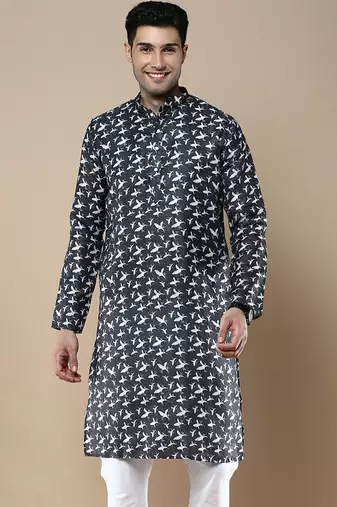 Men's designer & stylish printed traditional cotton kurta by sanwara