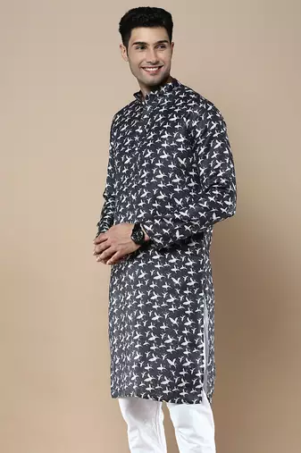 Men's designer & stylish printed traditional cotton kurta by sanwara