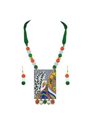 Tiranga/tricolour/national flag necklace set with peacock pendant handmade fashion jewellery for independence day 1