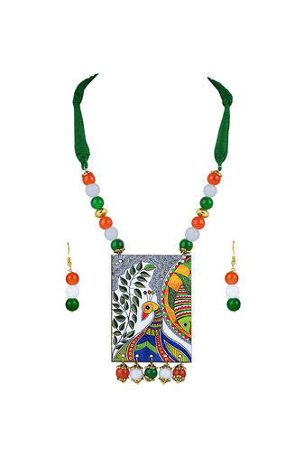 Tiranga/tricolour/national flag necklace set with peacock pendant handmade fashion jewellery for independence day