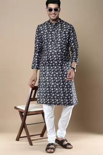 Men's designer & stylish printed traditional cotton kurta by sanwara