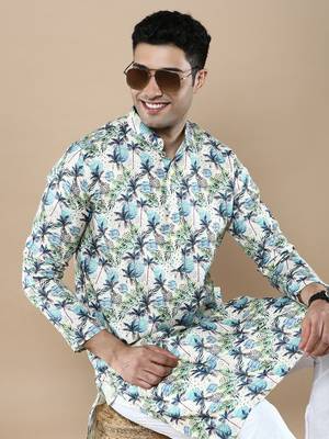 Men's designer & stylish printed traditional cotton kurta by sanwara 1