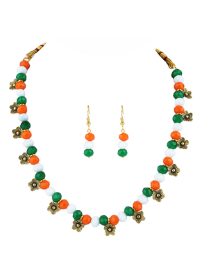 Traditional tiranga/tricolour/national flag necklace set handmade fashion jewellery for independence day 1