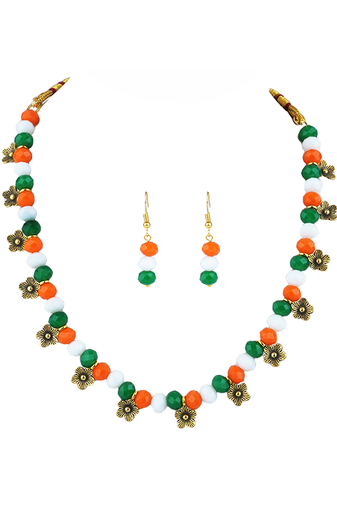 Traditional tiranga/tricolour/national flag necklace set handmade fashion jewellery for independence day