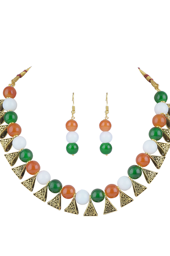 Fancy tiranga/tricolour/national flag necklace set handmade fashion jewellery for independence day