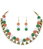 Fancy tiranga/tricolour/national flag necklace set handmade fashion jewellery for independence day