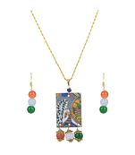 Tiranga/tricolour/national flag peacock pendant set handmade fashion jewellery for independence day